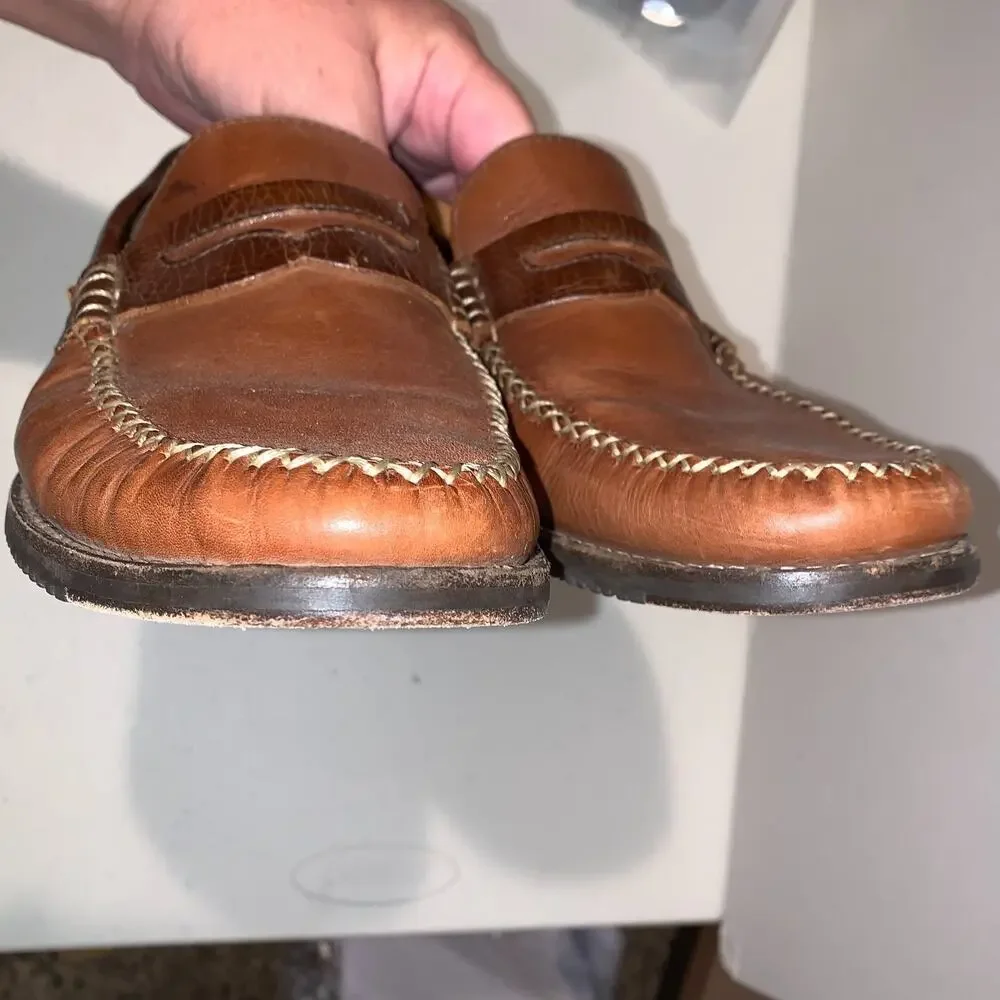 Tommy Bahama Men's Finlay Penny Loafers Size 8.5 M Brown Leather Preppy Casual